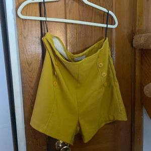 Women's Casual Elastic Waist Yellow Summer Beach Shorts,L